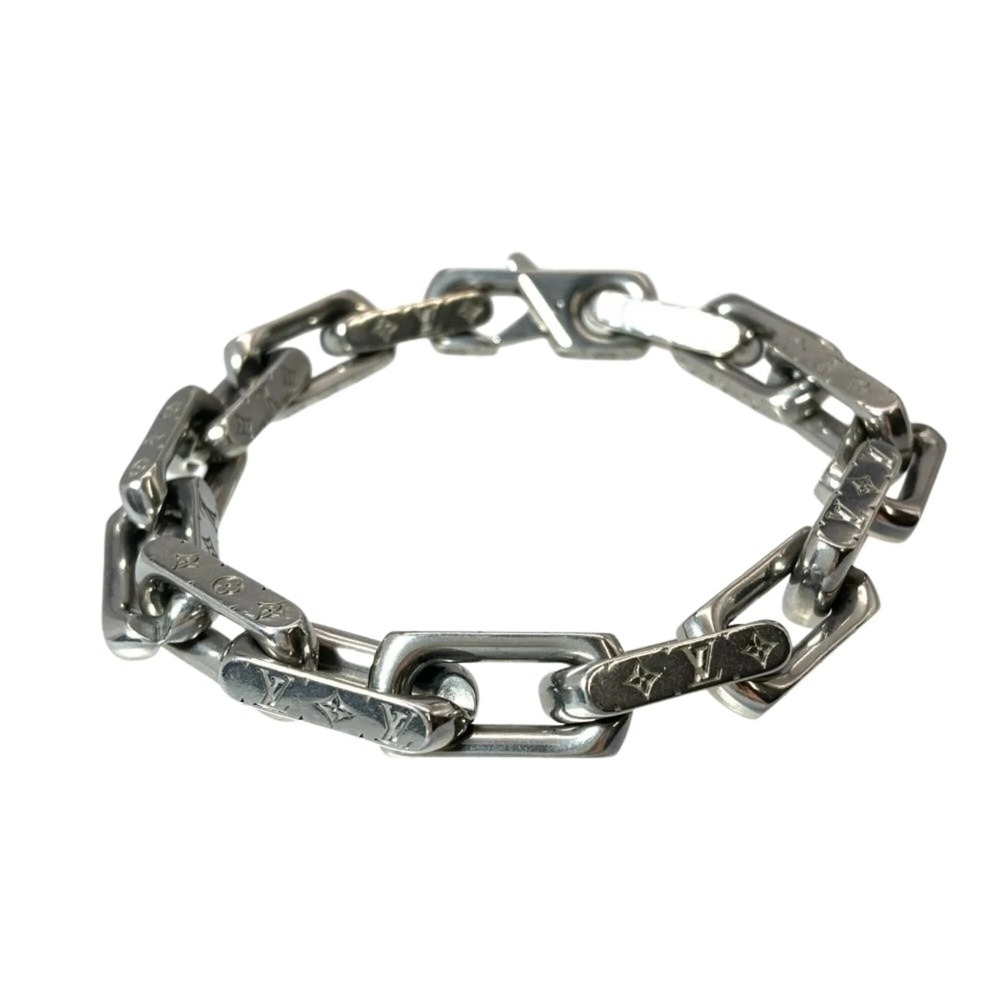 Louis Vuitton LOUIS VUITTON Chain Monogram Bracelet Metal M00309 Silver LE520...